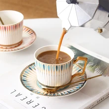 Ceramic coffee cup and saucer bone china coffee cup teacup and saucer set home Coffee Cup And Saucer With Spoon Free shipping
