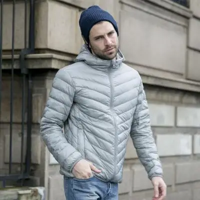 FTLZZ белая утка вниз куртка Для мужчин осень-зима теплое пальто Для Мужчин's Сверхлегкий утка вниз куртка мужской ветрозащитный парка - Цвет: Gray