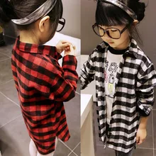 Детские рубашки для мальчиков и девочек 2-7 лет, рубашки с длинными рукавами, топы в клетку, костюм, рубашка, одежда