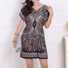 Vestido feminino, женские летние платья размера плюс,, свободные, с этническим принтом, Скейтер, рукав "летучая мышь", туника, элегантные платья