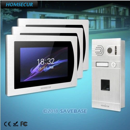 

HOMSECUR 7" Wired Video Door Phone Intercom System Silver Camera Fingerprint Access for House/Flat BC061-S + BM717-S