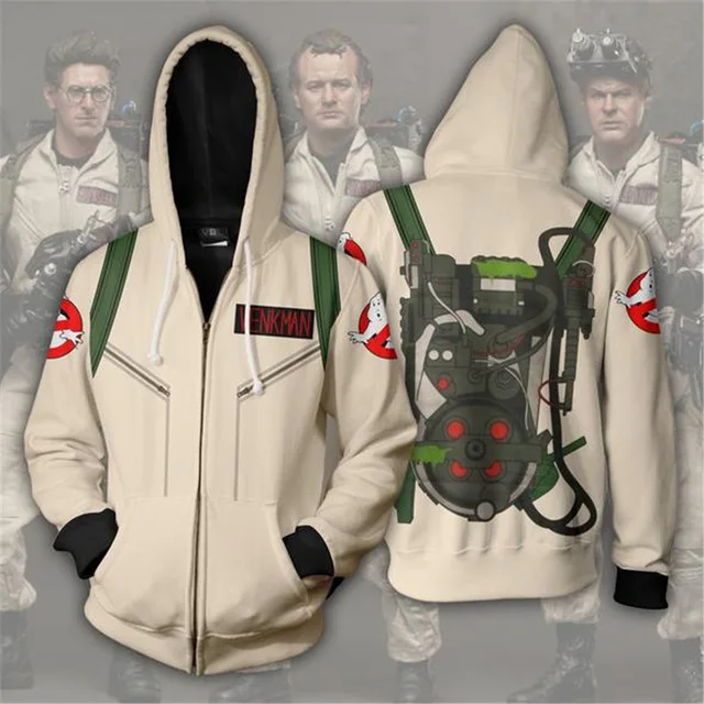 

2019 Autumn Winter Movie 3D Print Ghostbusters Men Sweatshirts Hoodies Fashion Cosplay Zipper hooded Jacket clothing