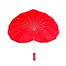 Красный зонтик в форме сердца, персиковые сердечки, женские зонты на День святого Валентина, для свадебной вечеринки, помолвки, реквизит для фотосессии, зонты с длинной ручкой