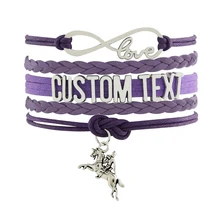 Прямая Браслет «бесконечность» пользовательский текст цвет кожаный шнурок браслет рыцарь очаровательный подарок на Рождество