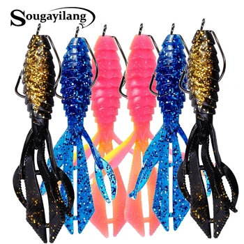

Sougayilang Artificial Worm Fishing Lure Soft Bait with Jig Hooks - 6Pcs Soft Bait & 6Pcs Jig Hooks Artificial Bait