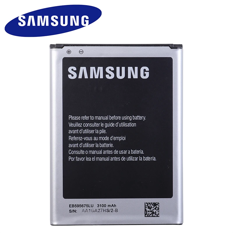 Подлинный Оригинальная батарея samsung EB595675LU для samsung Galaxy Note 2 N7100 N7102 N719 N7108 N7108D NOTE2 3100 мА-ч