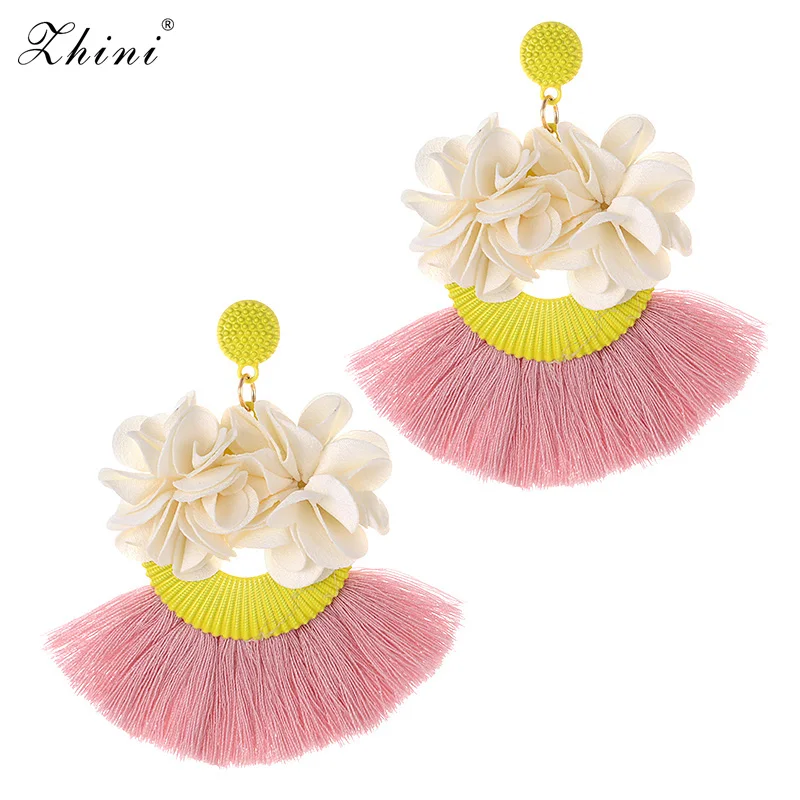 

Design Long Tassel Drop Dangle Earrings for Women Ethnic Indian jewelry Vintage Boho Handmade Flower Earring Statement Wholesale