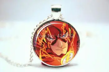 

10PCS Comic Superhero The Flash Face Pendant Necklace Glass Photo cabochon necklace