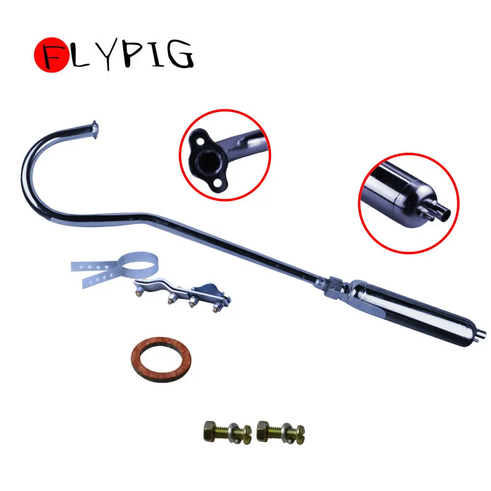 

New 2-stroke parts - extension pipe exhaust muffler chrome exhaust pipes 66 / 80cc parts bike gas engine motor parts