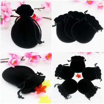 

Hot sale 100pcs 7*9cm Black Round Velvet Drawstring Jewelry Gift Bag Pouches,Party Xmas Birthday Packaging Wedding Gift bags