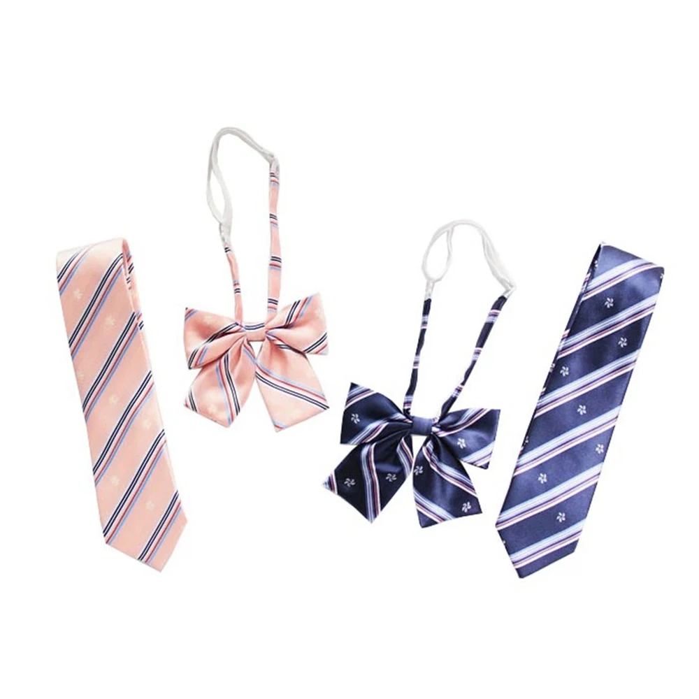 

1pc Preppy Girls/Boys Japanese Style JK Uniform Bow Tie Necktie Sakura Embroidered Striped Cravate