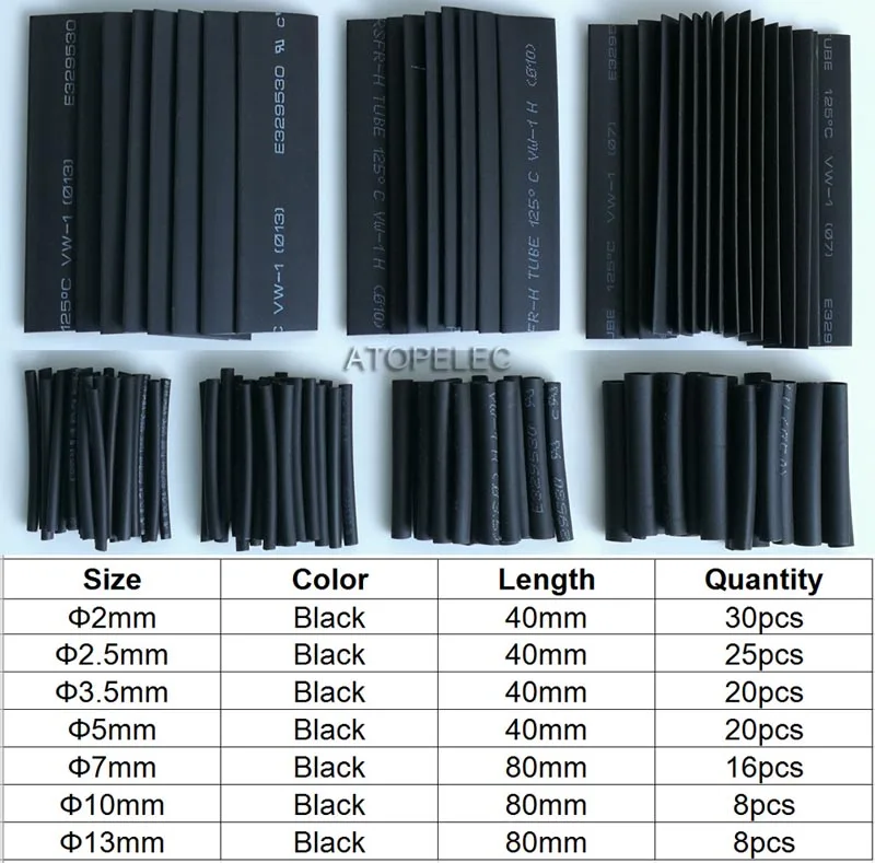 70/127/328/530 шт набор комбинированный 2:1 Полиолефиновый термоусадочный кабель с изоляцией рукава обёрточная проволока DIY комплект - Цвет: 127pcs