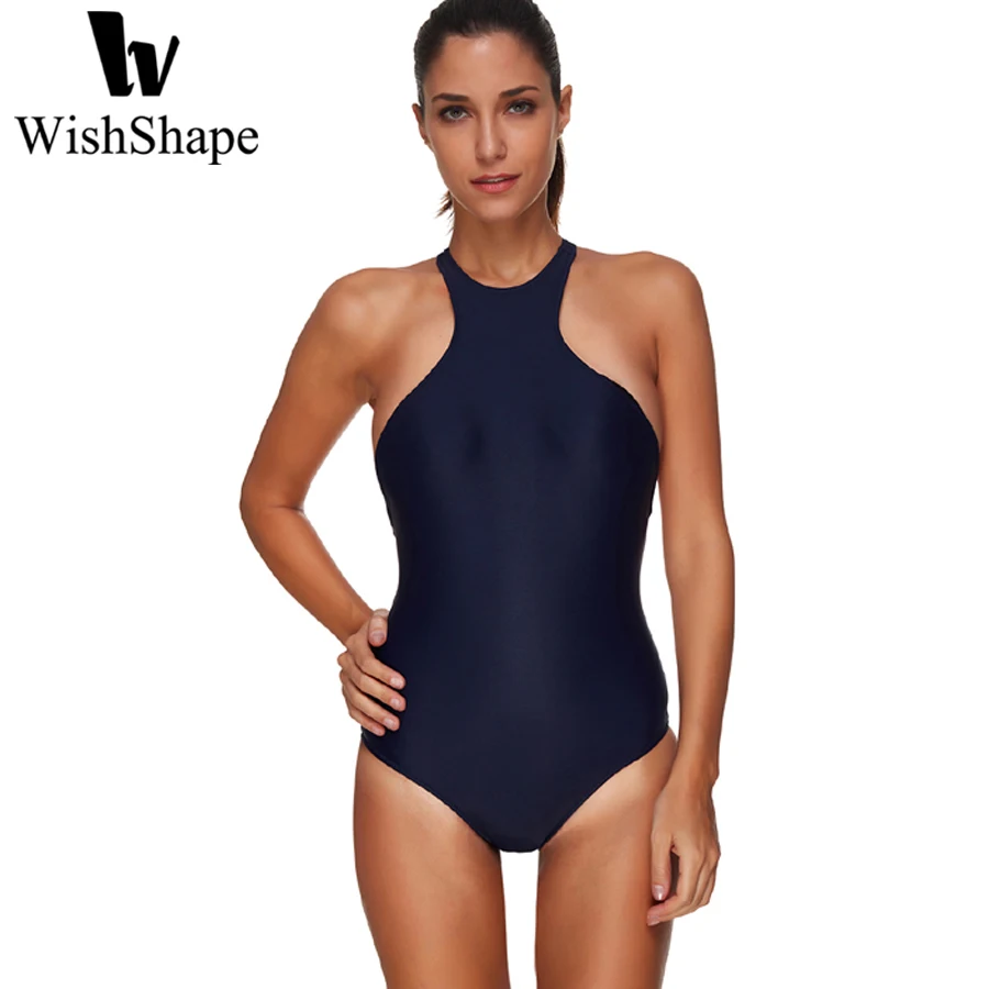 Купальник Для женщин High Neck Bodysuit 2018 купальники плюс до синий купальный костюм