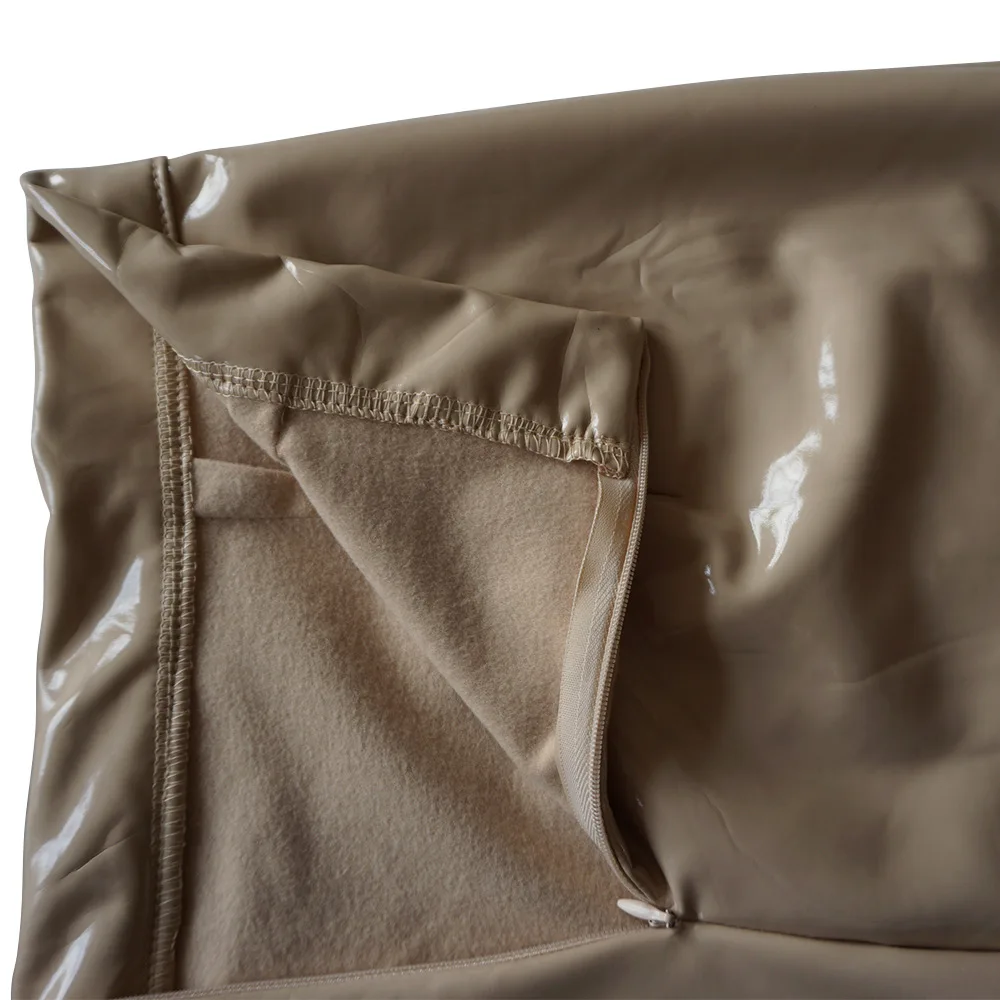 TEXIWAS Женская пикантная ПВХ лакированная кожа задняя молния юбки Сексуальная клубная однотонная одежда блестящая юбка карандаш с высокой талией