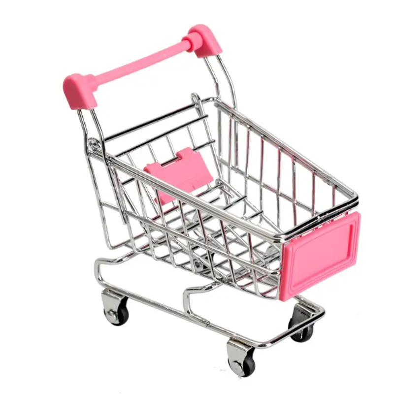 Мини корзина для хранения тележка из Супермаркета тележка для покупок Mode корзина для мелочей Органайзер игрушка 6 цветов - Цвет: Розовый