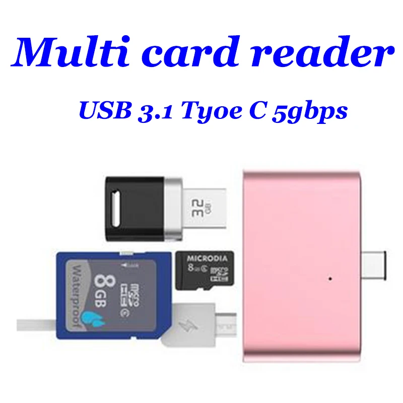USB 3.0 3.1 Тип c Card Reader Высокое качество Mini-USB c карты адаптера для Тип-C Android телефон TF карты памяти 4 цвета Micro USB SD