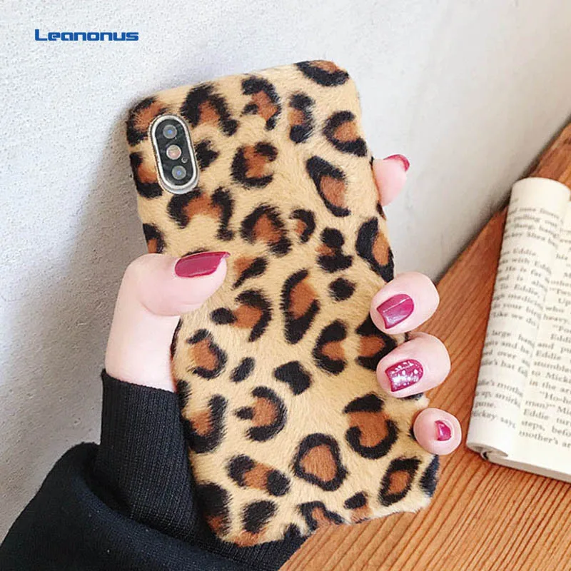 

Fashion Soft Plush Case for Cover Huawei Honor 6X 7X 8X 8C Capa Fur Leopard Print Case for Huawei Honor 8X 8C 6X 7X Phone Cover