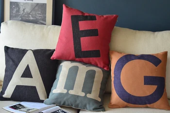 

creative minimalist combination of letters Pillow Linen Pillow Cushion Car Office Cushions Decor 45*45cm 4PCS/LOT