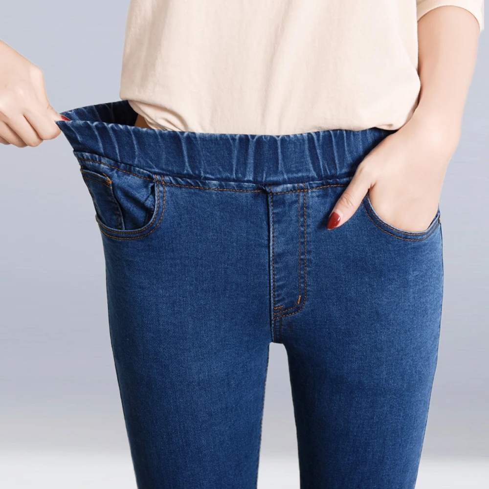 Новая мода осень зима женские повседневные джинсы размера плюс 6XL штаны-карандаш стрейч из денима с высокой талией обтягивающие джинсы длинные брюки