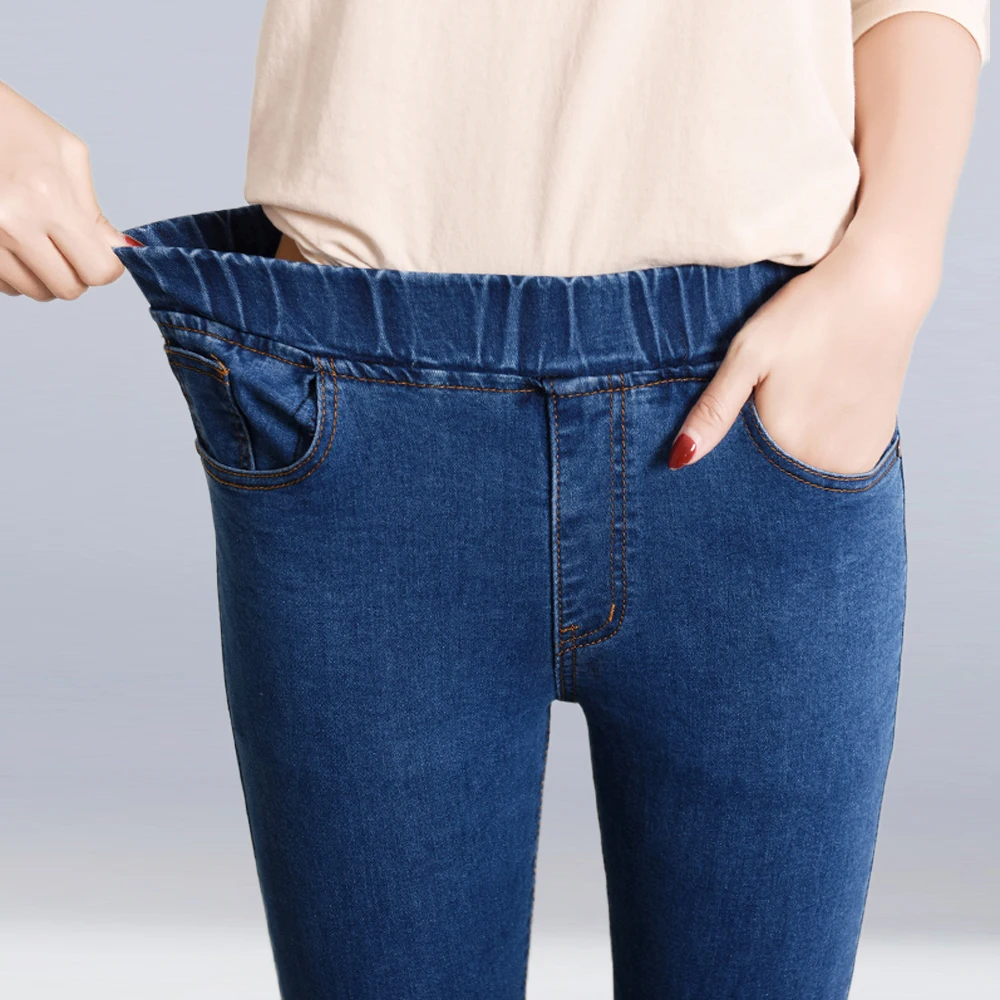 

New Fashion 2019 Autumn Winter Women Casual Jeans Plus Size 6XL Stretch Denim Pencil Pants High Waist Skinny Jeans Long Trousers