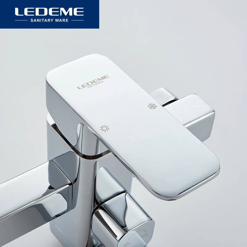 LEDEME صنبور حوض استحمام الساخنة والباردة حنفية الحمام الحمام صنبور مجموعة الحمام خلاط مع اليد رذاذ دش رئيس خلاط الصنابير L3233