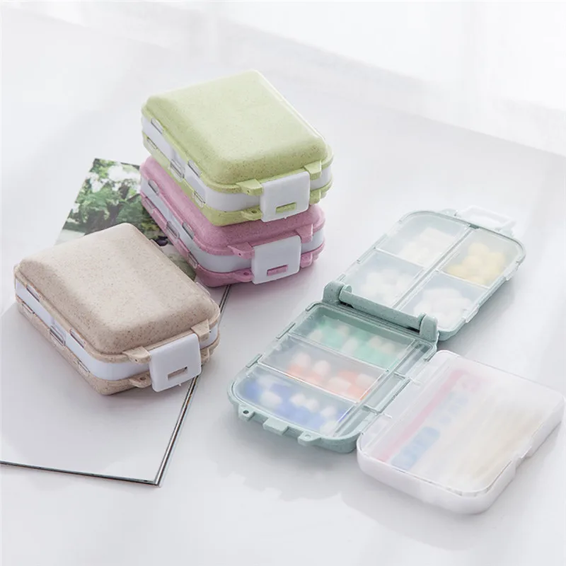 

Pill Box Mini 8 Grids Medicine Tablet Week Pillbox Case Container Organizer Health Care Drug Travel Divider Portable Blue Tool