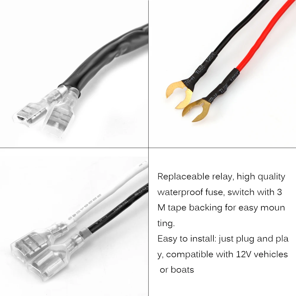 AOZBZ Universal 2 lead LED Light Bar Wiring Harness Kit with Fuse Relay ON / OFF Switch for Driving light fog light work light-in Car Switches & Relays from ...