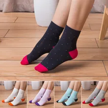 5 пара/лот, модные новые повседневные одноцветные милые носки для девочек в полоску ярких цветов, милые гибкие женские носки