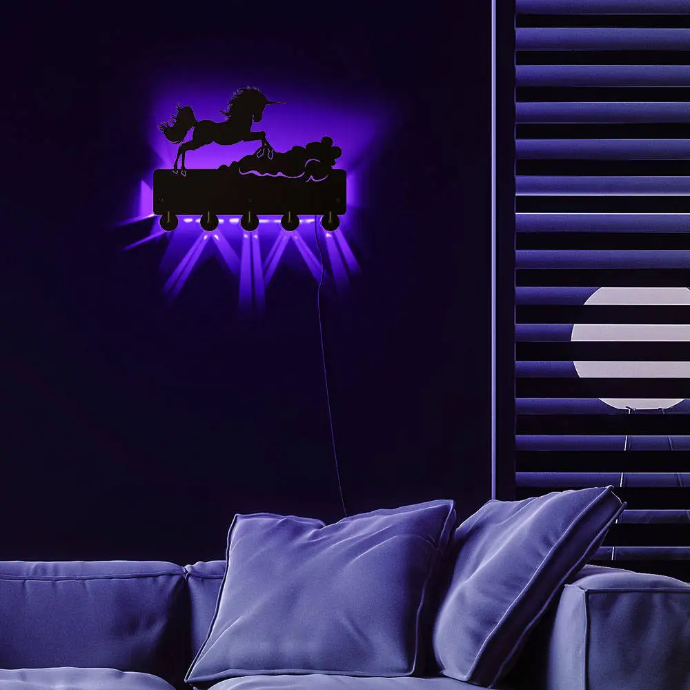 Jumping Unicorn светодиодный настенный крючок с подсветкой настенная вешалка фея