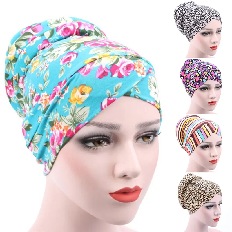 1PCS Women Headwrap Head Wrap Chemo Floral Muslim Turban Leopard Cotton