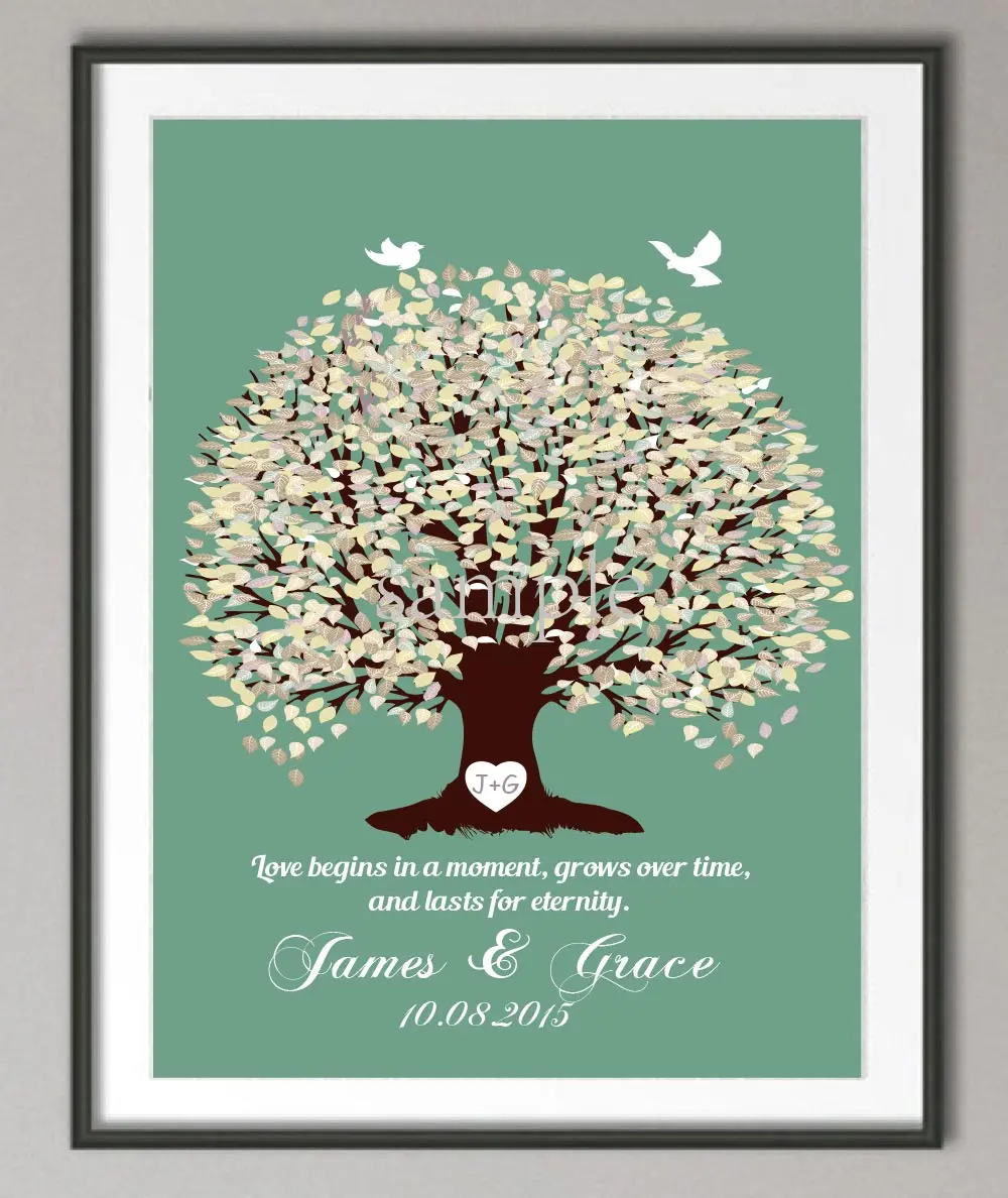 Hochzeitstag poster Familie baum kunstdruck bilder leinwand malerei Personalisierte hochzeitsgeschenke liebe quote wall decor in Hochzeitstag poster Familie