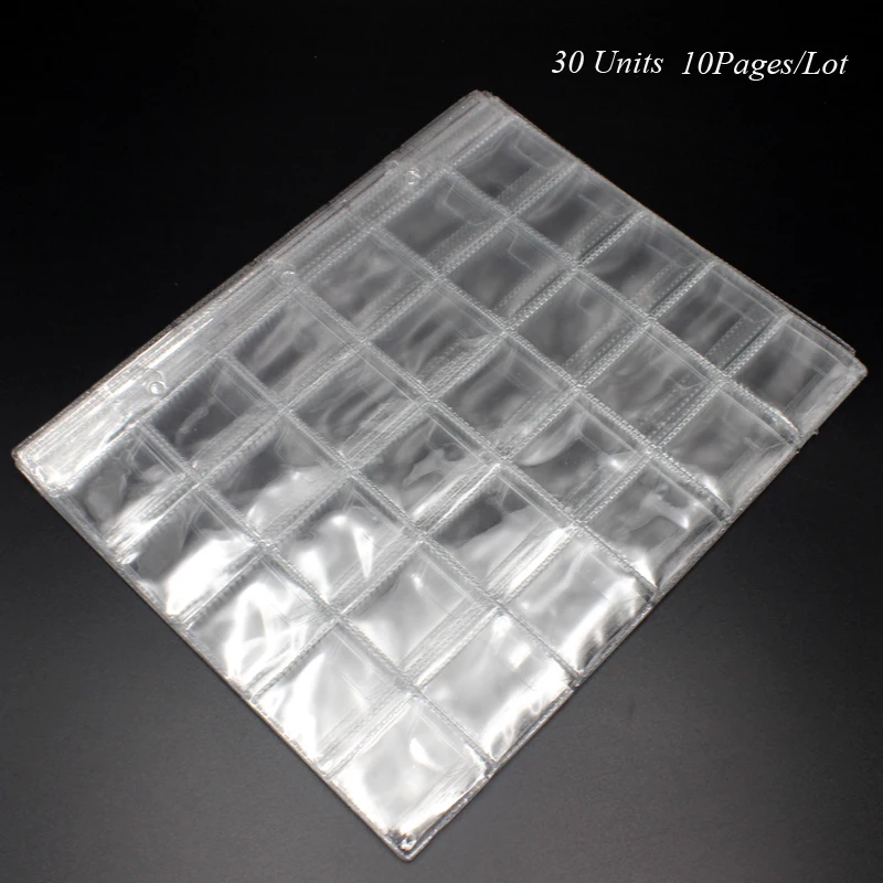 

10Pages/Lot 30Units/Page Coin Album 35*35MM PVC Collection Book Collection Coin Holders Protection Album