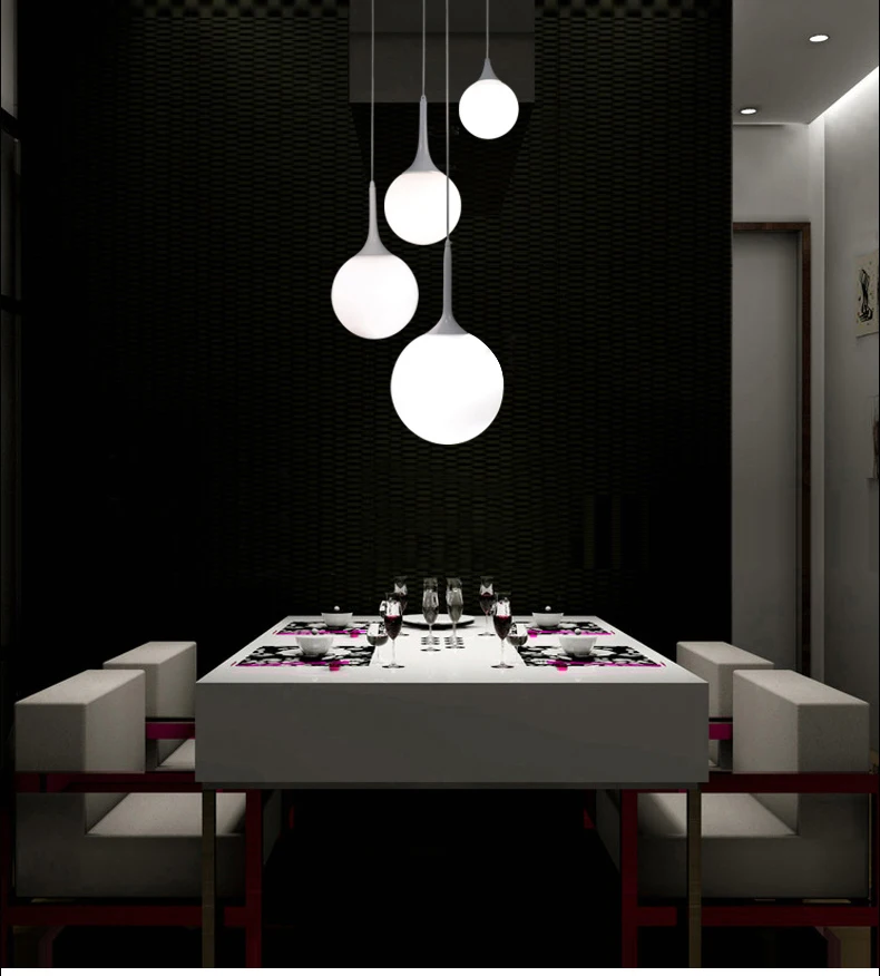 

Modern Milk Globe Glass Shade Pendant Lights For Dining Room Bar Restaurant Decorative Kugellampe Hanging Pendant Lamp Fixtures