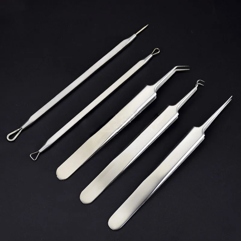 1Set Acne Blackhead Removal Needle Tweezers Pimple Needles Blackhead
