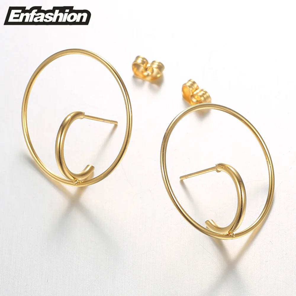 Женские сережки гвоздики Enfashion из нержавеющей стали золотого цвета|stainless steel stud