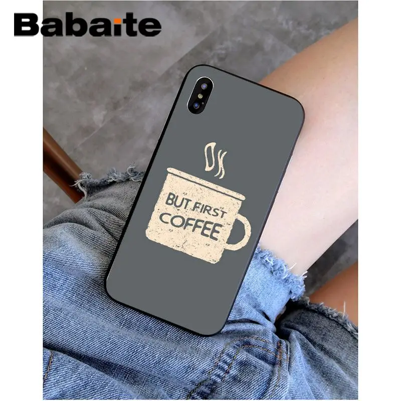 Babaite Ok Но сперва кофе бант с узором Оболочка Чехол для телефона iPhone 5 5Sx 6 7 7 plus 8 8 Plus X XS MAX XR