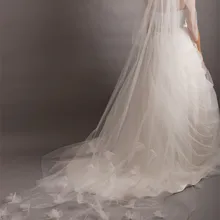 Белый/слоновая кость 2 яруса фатин свадебная фата с 3d цветами