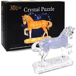 3D Crystal Puzzle трехмерная желтый или белая Лошадь Единорог Jigsaws100pcs DIY