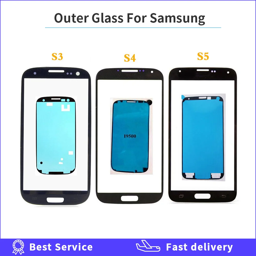 

For Samsung Galaxy S3 i9300 i9305 i9300i i9301 i9301i S4 i9500 i9505 i337 S5 Front Panel Lens Outer Glass LCD Display + Adhesive