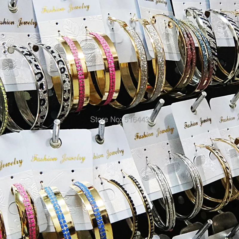 

Wholesale Jewelry Lots Mix Style 24pairs Fashion Hot Selling Frosted Gold Plated Hoop Earrings for Women A1049