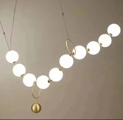 G9 светодиодный железные в стиле постмодерн стекло белое золотое ожерелье люстра светильник ing светодиодный светильник для фойе столовой - Цвет абажура: 10light  horizontal
