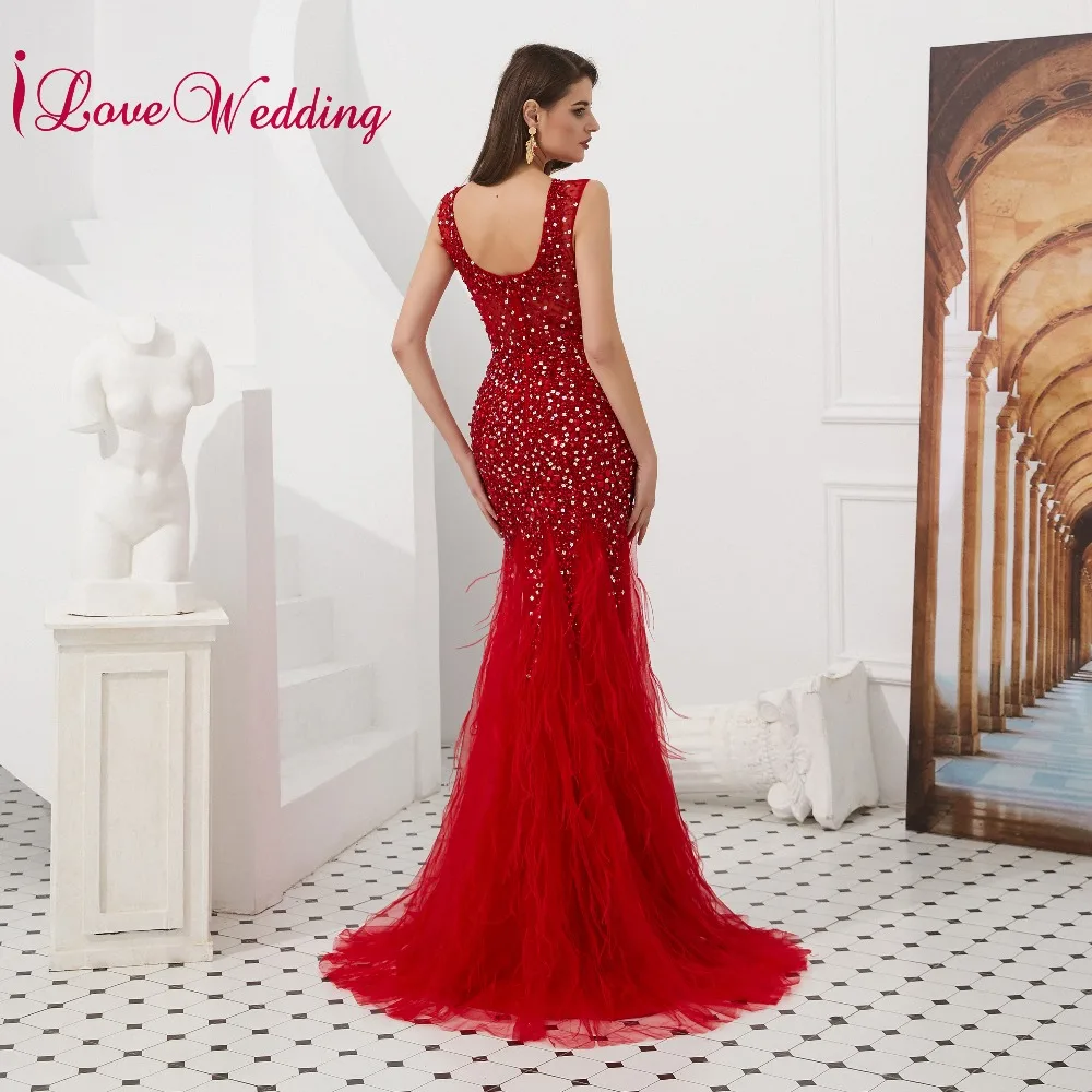 Великолепное длинное платье для выпускного вечера ilovebridal с круглым вырезом