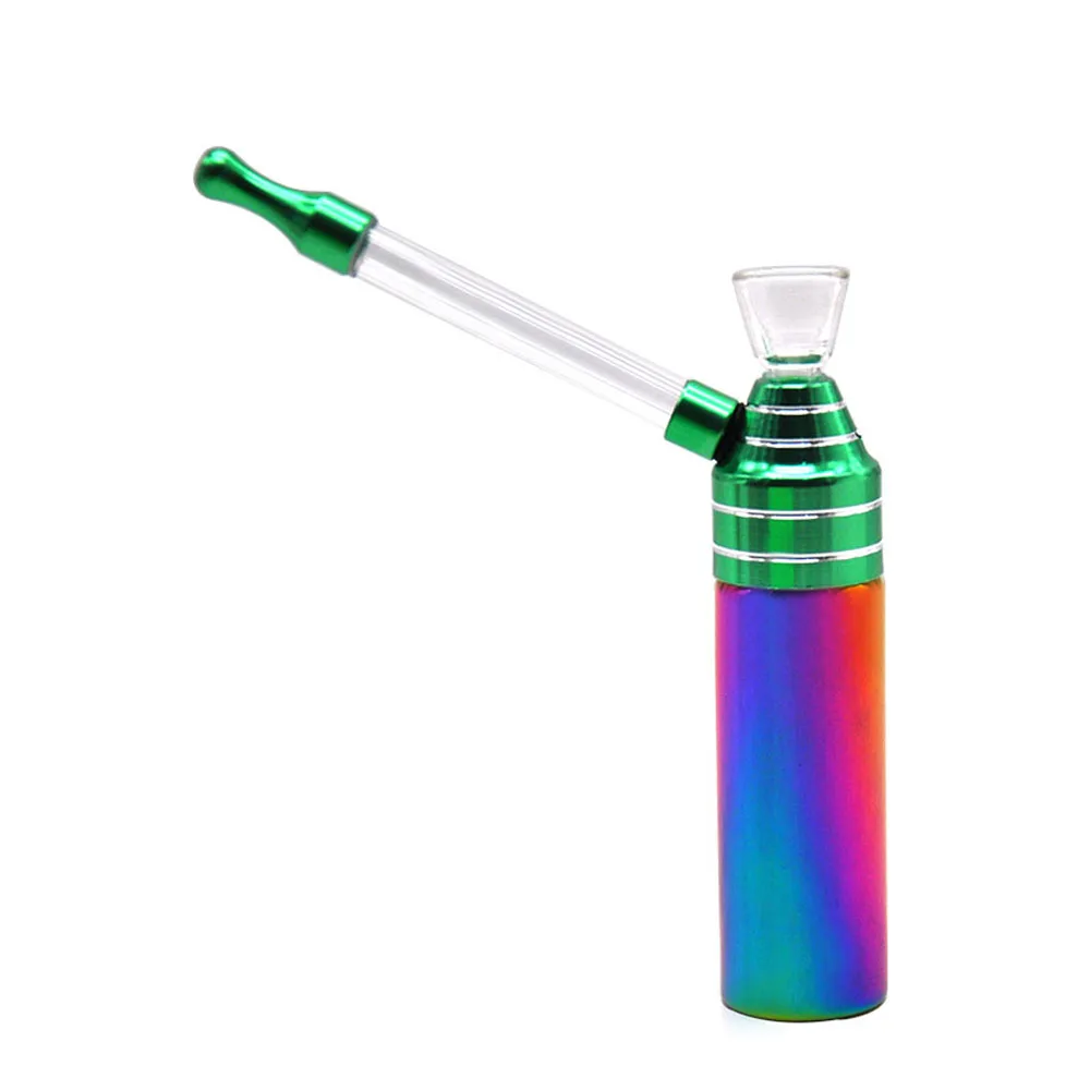 COURNOT мини кальян стеклянный кальян курительная водопровод 140 мм Металлические курительные трубы с длинной стеклянной ручкой - Цвет: Green