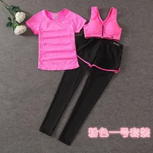 Женские комплекты для йоги для девочек Спортзал Фитнес Бег Одежда Быстросохнущий Спортивный бюстгальтер+ брюки+ футболка 3 шт./компл