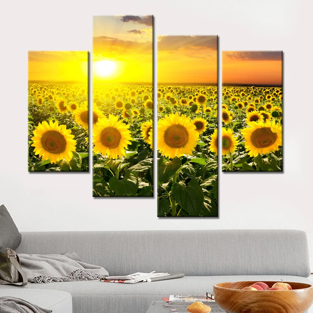 Nature Landscape Poster Sunset Wall Art Oil Painting Modular Canvas