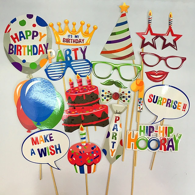 1 Set Fun Birthday Party Photo Props Happy Birthday Gift 1 Year Old