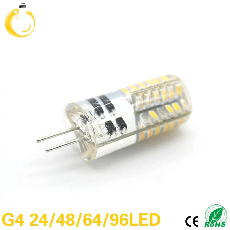 10 шт./лот DC12V AC220V G4 Светодиодная лампа SMD 3014 3 Вт 7 8 12 LED теплый белый светодиод 360