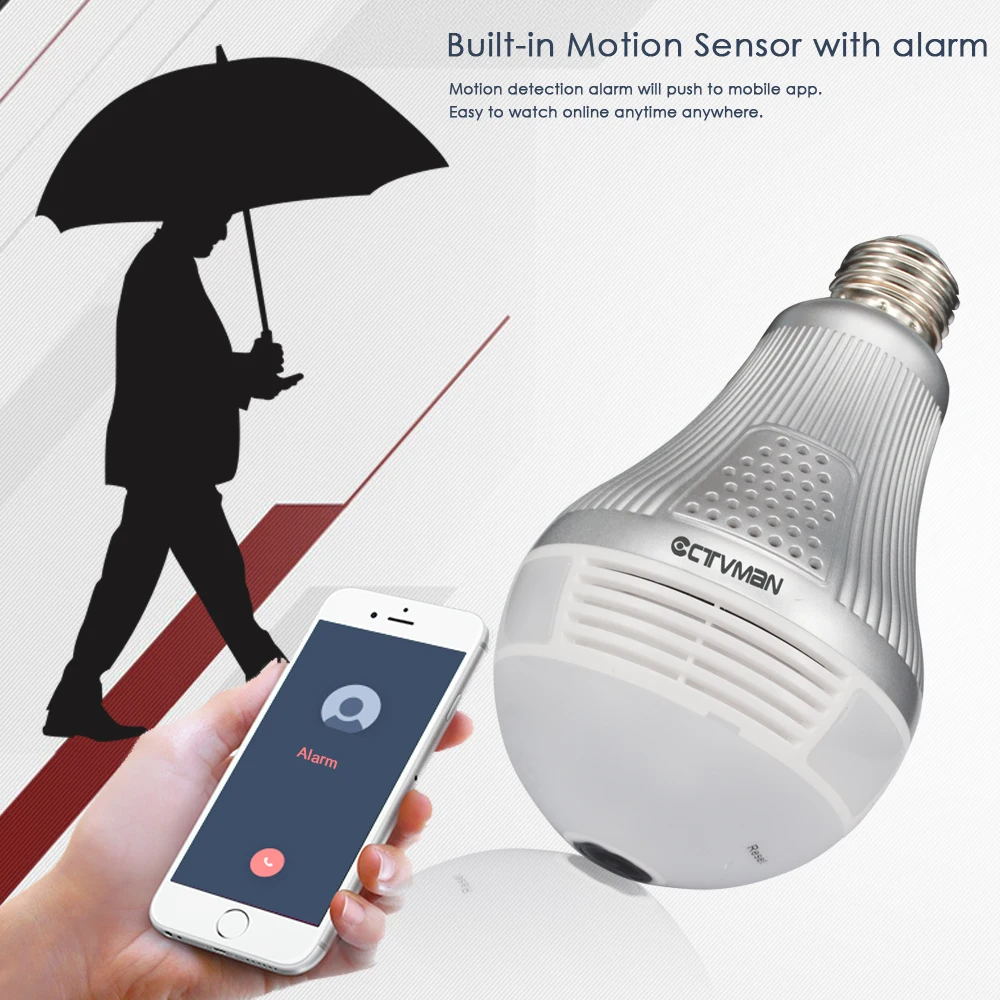  CTVMAN Wifi 360 IP Camera Bulb CCTV Video Cameras Fisheye Andriod IOS Security Wireless Baby 960P 1 - 32848848074