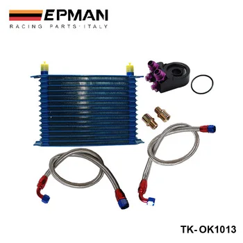 15 ROW AN-10AN UNIVERSAL ENGINE OIL COOLER KIT + ALUMINUM HOSE END KIT TK-OK1013