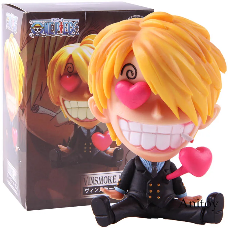 

Hot Toy Anime One Piece Vinsmoke Sanji Pink Heart Q Version Action Figure Collectible Model Toy Gift